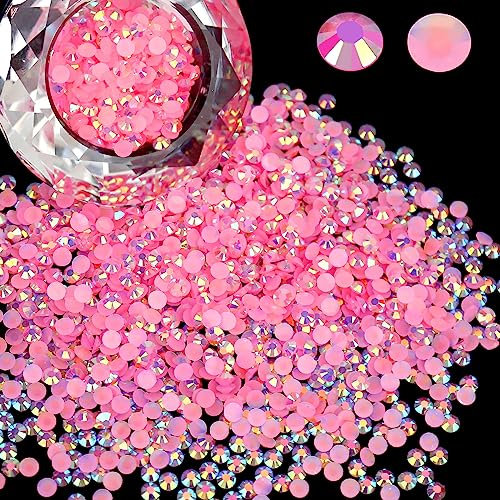 Wholesale Bulk Bags - 5000 unidades de diamantes de imitación de resina de 3 mm con parte trasera plana, color rosa profundo AB redondo, no termoadhesivos para uñas, vasos, adornos brillantes de
