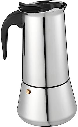 Mobestech 1Pezzi Caffettiera Espresso Acciaio Inossidabile Con Maniglia Scottatura Adatta Induzione Caffettiera e Ufficio Design
