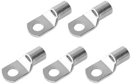 5 capicorda in filo di rame SC50-10, con foro in rame, per batteria, estremità del cavo della batteria, per auto, barca, auto, elettrica, argento