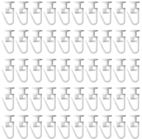 Pack Of 50 PVC Curtain Track Gliders Hook Window Hanging Sliders Hook For Quiet And Efficient Movement PVC Curtain Accessories