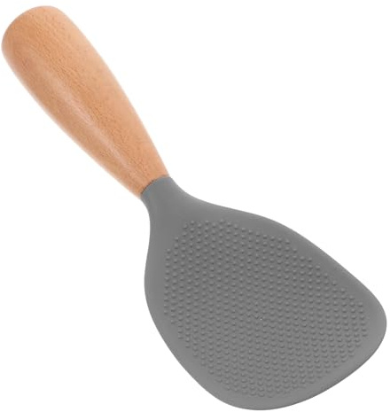 Toyvian Cucchiaio da Riso in Silicone Antiaderente con Manico in Legno Resistente al Calore per Servire Riso Purè e Insalate Utensile Cucina Compatibile con Facile da Pulire