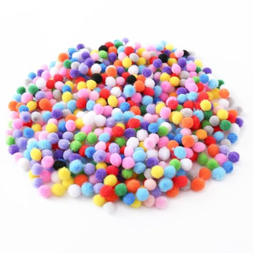EJRUP 2000 Pezzi Pompon Colorati da 10 mm, Pompon Colorati per il Crafting per Bambini, per Artigianato Fai-da-Te e Decorazioni Artigianali