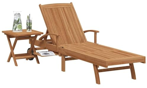 vidaXL Transat 2 pc Bois de Teck Massif Marron
