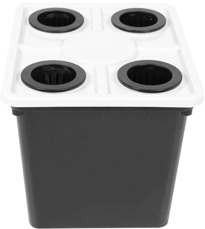 Genérico Barril de Cultivo sin Suelo Negro 4 Agujeros para Hidroponía en Invernadero, Cesta Hidropónica de Plástico Reutilizable para Frutas y Verduras, Suministros de Jardinería