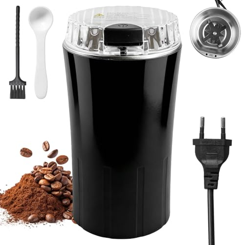 Elektrisk kryddkvarn, 300 W kaffekvarn, blad och kammare i rostfritt stål, för kaffebönor, kryddor och örter