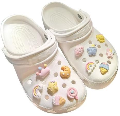 Lahkvor 12 Piezas Accesorios para Zapatos, Dijes de Estrellas y Luna Brillantes para Crocs, Decoración de PVC para Mujeres y Niñas, Pins Extraíbles para Zuecos y Botas