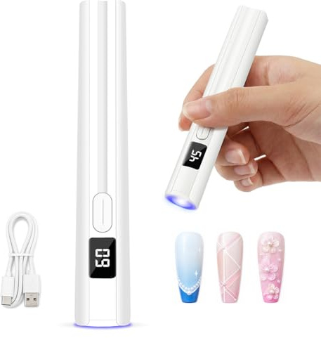 AOOHA Mini Lampada UV LED Unghie, Bianco Lampada Per Unghie Portatile Per Smalti Gel, DIY, Salone Di Casa, USB Ricaricabile E 2 Timer, Sciugatura Rapida, Strumento Per Manicure A Casa