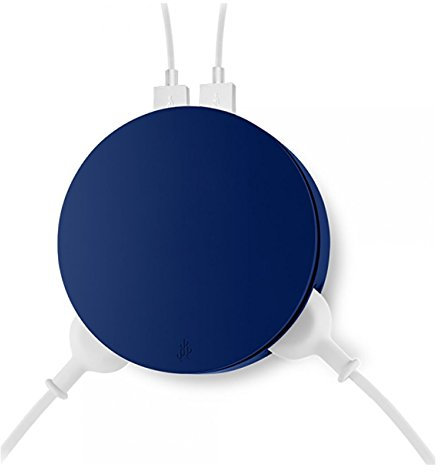 Usbepower - Aero Blue: Chargeur 4 en 1-2 Ports USB et 2 Prises avec Support Telephone et Enrouleur de Cable