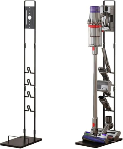 NVS Supporto Organizer Compatible Porta aspirapolvere per Dyson Gen5 V15 V12 V11 V10 V8 V7 V6, Base in Metallo per Aspirapolvere a Pavimento Senza Fori, Stabile, Risparmia Spazio