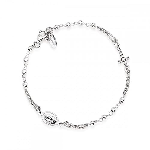 Amen Rosary Cross Rosenkranz Armband aus 925er Silber hergestellt, mit Zirkoniasteinen verziert, Länge: 18 cm + 2 cm, BROBZ3