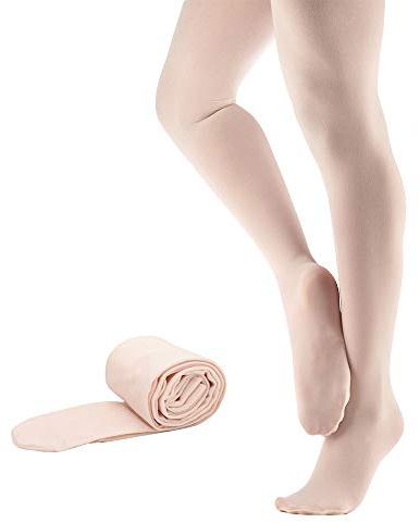 NEWCHAO Girls Dance Ballet Tights Footed Student Training Tights for Kids Adult White Pink XS-L