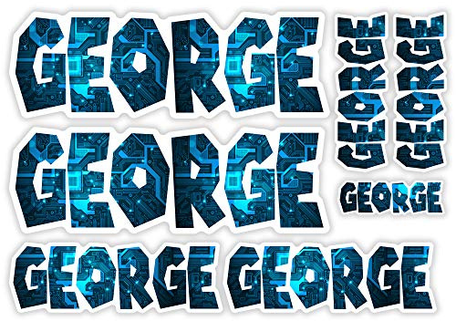 George Vinyl Name Stickers - A5 Sheet Computer Chip Laptop Name Kids #30002 (A5 Sheet)