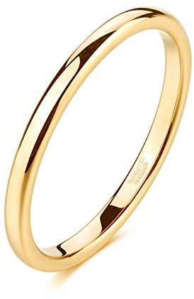 Zakk Ring Damen Herren 2mm 4mm 6mm 8mm Gelbgold Wolfram Poliert Schmal Ringe Verlobungsringe Ehering Hochzeitsband