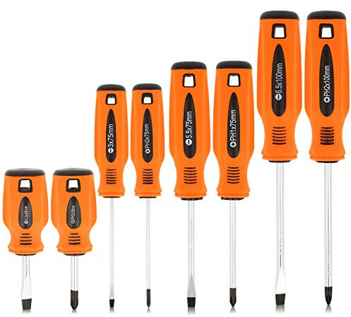 COM-FOUR® 8-teiliger Schraubendreher-Satz, Schraubenzieher Set magnetisch | Kreuzschraubendreher und Schlitzschraubendreher