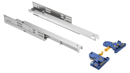 MS Beschläge Unterflurführungen 1 Paar Schubladenauszüge Schubkastenauszug mit Soft Close System Vollauszug 45mm Höhe Schubladenschienen Selbsteinzug (550mm)