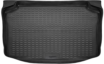 J&J AUTOMOTIVE Kofferraumwanne passend für Volkswagen Polo Schrägheck 2005-2009, 3D TPE Allwetter mit hohem Rand Passform rutschfest Geruchsneutral Schwarz
