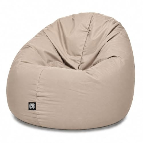 PATCH HOME Sitzsack 2 in 1 Sitzkissen Bodenkissen für Erwachsene & Kinder - Gaming mit Füllung Kissen Sessel BeanBag (Ø 145cm, Beige)