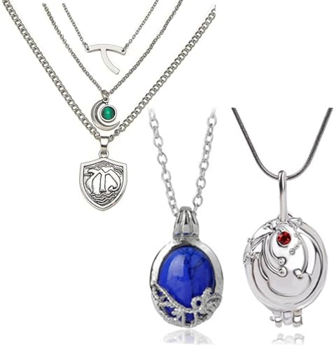 XHBTS 13 Set Ersetzen Hope Mikaelson Inspired Halskette Vampire Girl Schmuck The Vampire Diaries Daywalking Halsketten Ringe Ohrringe und 10 Aufkleber Filmschmuck Cosplay Für Fans