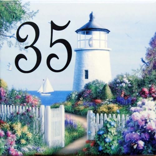 Signalétique de maison en faïence – Carreau de 15,2x15,2cm – Numéro au choix