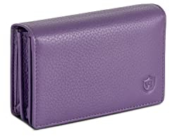 VON HEESEN® Visitenkartenetui Leder mit RFID-Schutz - Platz für 50 Visitenkarten - 6 Fächer - Visitenkarten Etuis - Geschenk für Damen & Herren (Violet)