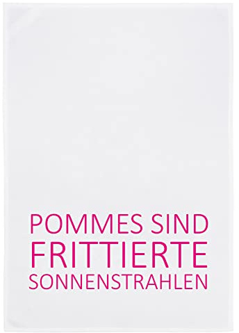 WESTCRAFT Maritime Geschirrtücher, lustige Sprüche/Küchen-Handtuch - Dish Towel Vintage Küchen Deko aus 100% Baumwolle 50 x 70 cm (Pommes pink)