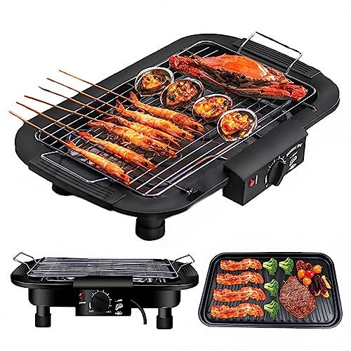 AXTMR Household Electric Grill With Non-Stick Hot Plate, Smokeless Teppanyaki Electric Griddle,Black,48 * 32cm