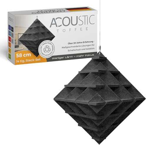 platino24 „CUBO“ 3D-Akustik-Objekt Würfel für optimale Raumakustik I Schallabsorber für Decke in innovativem Design I Größe: 58 cm I Recyclebares & anhaltendes Absorber-Element