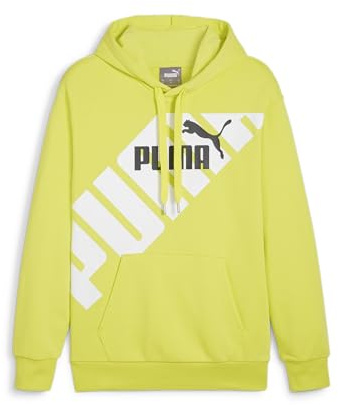 PUMA Felpa con Cappuccio Grafica Power da Uomo L Lime Sheen Green