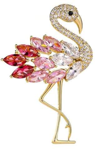 Flamingo Brooch Pin for Women - Elegant Rhinestone Crystal Lapel Pin, Perfect for Dress Hat Bag Suit Tie, Great Flamingo Gift and Fashion Accessory…