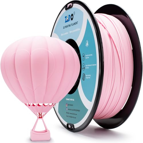 ZIRO Matte 3D Drucker Filament, Matte PLA Filament 1.75mm, Hohe Zähigkeit PLA für Die Meisten FDM Drucker, 1kg/2.2lbs Spule, Maßgenauigkeit +/- 0.03mm, Pastell Pink
