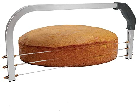 Loohacp 3 Drähte Tortenschneider Tortenteiler Tortensäge Kuchenschneider Edelstahl，Verstellbar Tortenbodenteiler Kuchenschneider Wird in Haushalten, Konditoreien