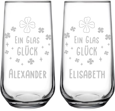 polar-effekt Longdrink Lot de 2 verres à cocktail 470 ml avec gravure – Verre à cocktail personnalisé – Verres pour long drinks, eau et mojito – Durable sans BPA
