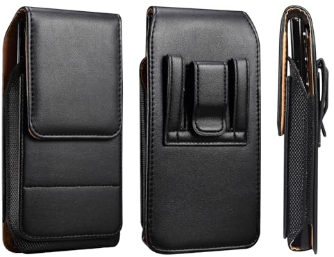 Handytasche PU Leder Holster Gürtelclip Halter für Samsung Galaxy A15 A36 A14 A04 A05s A26 A16 M34 A35 Galaxy S25 Ultra S24 Ultra Google Pixel 8 Pro 7 Pro (Schwarz, XL)