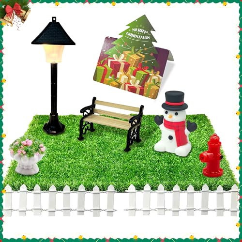 Miniature Lantern Bench, 8 Stück Miniatur Garten Zubehör,Mini Garten Wird es leuchten Lights Model Making Fairy Garten Ornament Puppenhaus Dekoration Spielzeug Bastelbedarf Zubehör,Wichtel Deko