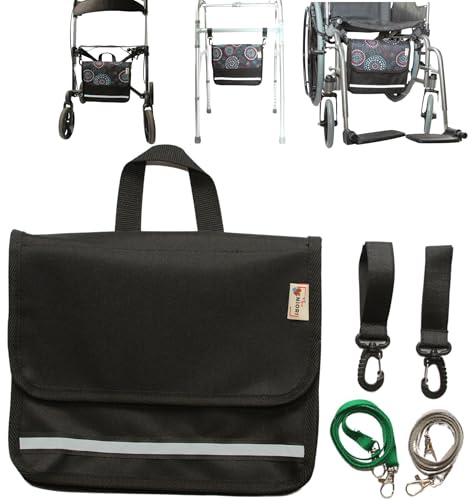 SENOIRI multifunktionale Tasche für Rollstühle UNTER DEM SITZ Rollstuhltasche Passt für Rollstühle, Rollatoren, Gehhilfen und Krankenbetten. (2U - Schwarz)