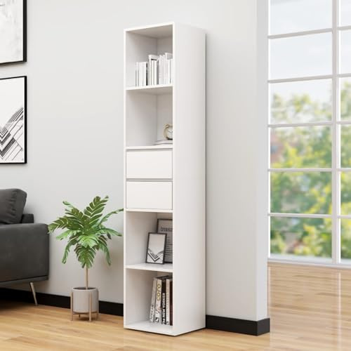 Juroupi Estantería librería Madera contrachapada estanteria habitacion estanterias para Libros libreria Mueble Blanco 36x30x171 cm