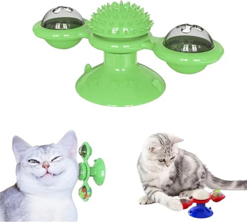 Jouet amusant pour chat avec balles rotatives,nouveaux jouets amusants pour chat,jouet d'exercice à mâcher pour chat,moulin à vent interactif pour chat avec herbe à chat, jouet pour chat moulin à vent