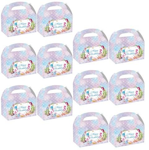 Mermaids Party Tableware Set For Kids Birthday Celebration Paper Boxes Bags Hanging Swirls Banners Cake Toppers
