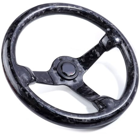 XUCZHAI Lenkrad 14 Zoll Carbon Fiber 3 Zoll Deep Dish Lenkrad Racing Drift Auto Racing Spiel Universal FüR Rennen Motorsport Auto