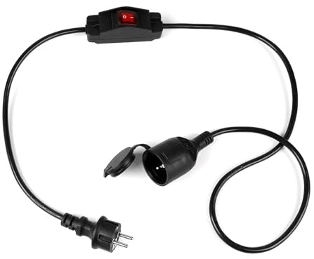 SWAWIS Verlängerungskabel mit Schalter 1,5m, 16A 250V Verlängerung Kurz Außen Wasserdicht, Outdoor Cable Extension Switch für Zuhause Büro Außen Innenbereich, IP44