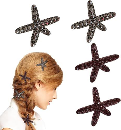TOEECY Mollette Stella Marina Brillanti Fermagli Capelli Cristallo Accessori Acconciatura Donna Eleganti Clip Capelli Decorative