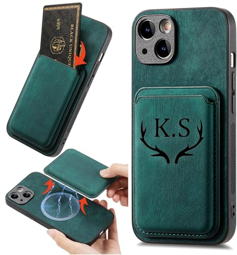 Personalisierte Handyhülle für Apple iPhone 16,15,14,13,12,11-Pro Plus Max, Handyhülle mit Namen, Pärchen Handyhülle, Text mit Laser GRAVIERT, PU Leder, Magnetic Wallet