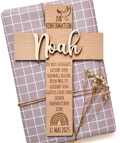 Konfirmation Kreuz mit Name aus Holz Konfirmationskreuz personalisiert für Konfirmationskind – Glückwünsche Konfirmationsgeschenk von Großeltern oder für Patenkind