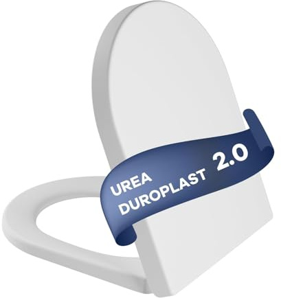 Toilettendeckel mit Absenkautomatik D-Form Weiß, Antibakterieller & UV-beständig WC Sitz, Abnehmbar klodeckel, Quick-Release zur einfachen Reinigung, Urea-Duroplast, Belastbarkeit von 150kg