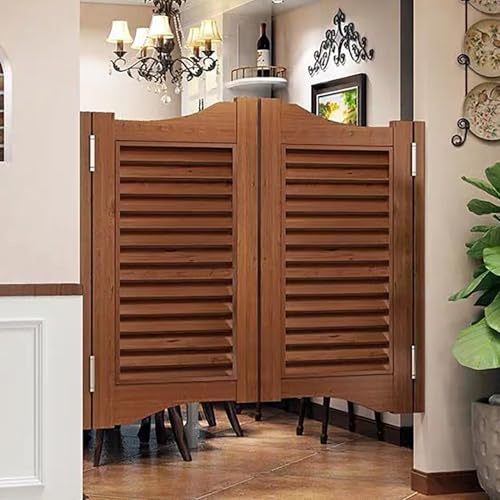 TRAGLO Schwingtüren Holz Haustür Modern Saloontür Cafétür mit Metallscharnieren Scharniere Pendeltür Automatisches Schließen für Küchen, Geschäfte, Bars, Treppen(Braun,80x90cm(31.5x35.4in))