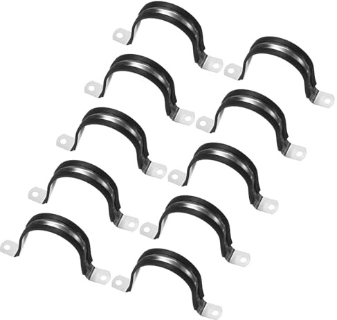M METERXITY 10-Pack Cable Clamps, 2-1/2 Inch/ 63 mm 304 Stainless Steel Rubber Cushioned Insulated Cable Clamp U Shape Metal Holder for Tube/Wire/Pipe/Loop Installation
