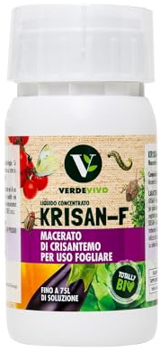 VerdeVivo Macerato di Crisantemo per uso fogliare - 150ml. Krisan-F Insetticida Piante al Piretro Naturale Concentrato. Piretro Insetticida Efficace Contro Afidi, Moscerini e Altri Parassiti