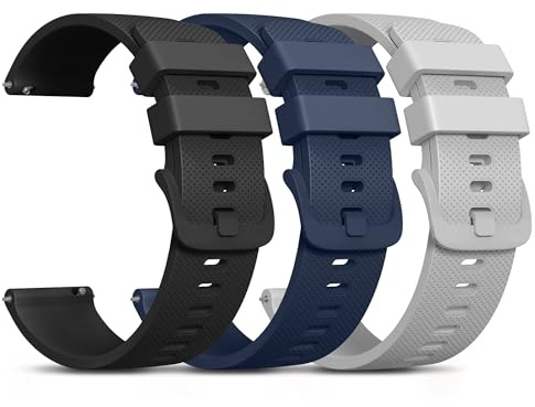 Oumida 3 Pack Quick Release Watch Straps Width 22mm 20mm 18mm Watch Straps for Men Women, Soft Silicone Replacement Sport Replacement Wristbands