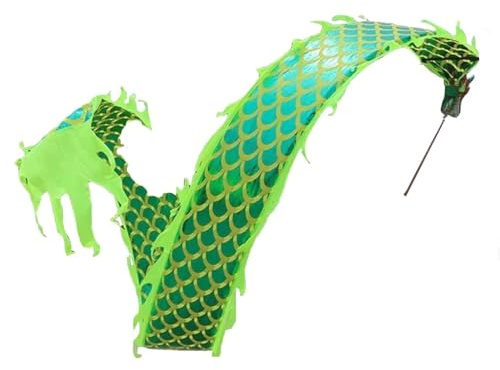 Chinese Dragon Dance Ribbon,with a 3D dragon head and rope swing, Perfect for outdoor fitness,and cultural activities Juggling Sets(10m/33ft)