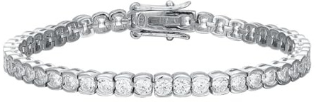 TUSRORSU Tennis-Armbänder, Kette, Rundschliff, halbe Lünette, 5A+, Zirkonia, klarer simulierter Diamant, Tennisarmbänder für Damen und Herren, klassisches 925er-Sterlingsilber-Armband, trendiger